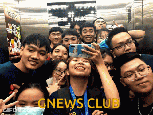 Group Posing In Elevator Gnews Club GIF