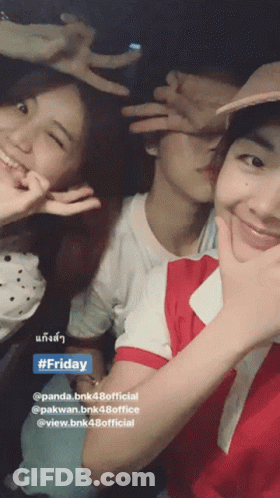 Group Posing With #Friday Sticker GIF