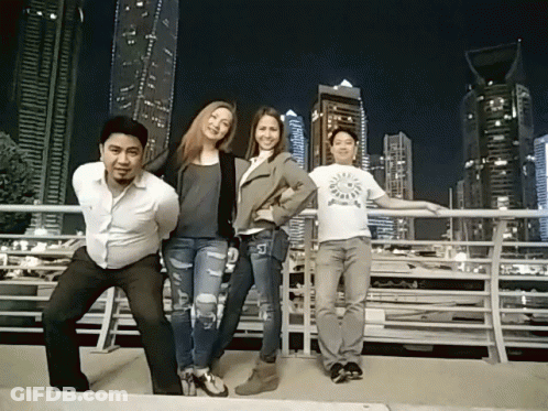 Group Posing With I Love You Shirt GIF