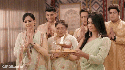 Group Praying, Woman Holding Candle GIF