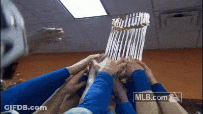 Group Putting Hands Together In Front Of MLB.com Logo GIF