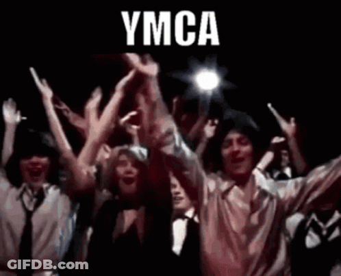 Group Raising Arms With YMCA GIF