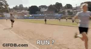 Group Running On Track Asking Others To Run GIF