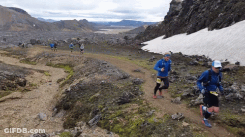 Group Running On Trail With Salomon Tag GIF