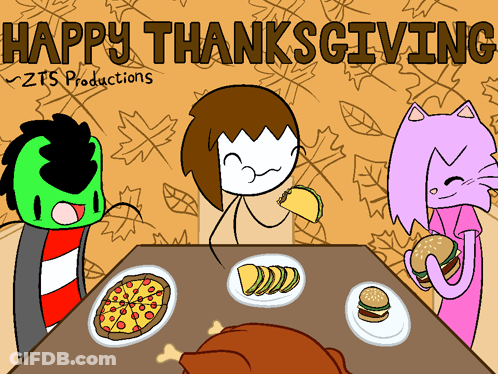 Group Sitting Around Table Happy Thanksgiving GIF