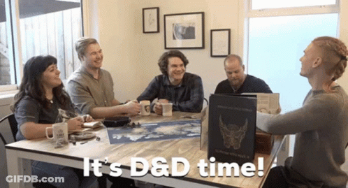 Group Sitting Around Table It's D&D Time GIF