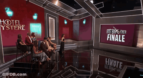 Group Sitting At Big Brother Finale Stage GIF