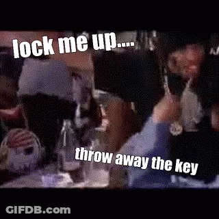 Group Sitting At Table Lock Me Up Throw Away Key GIF