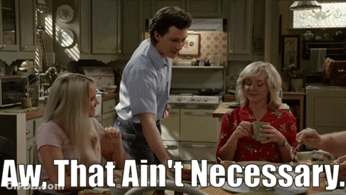 Group Sitting At Table Saying Aw That Ain't Necessary GIF