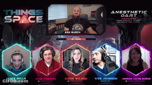 Group Sitting In Front Of Screen Saying Things Space Anesthesia Dart GIF