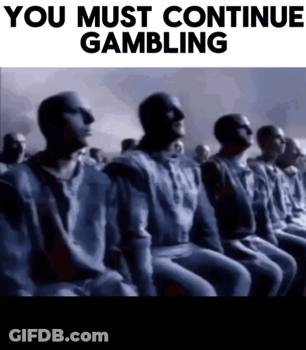 Group Sitting In Row Saying You Must Continue Gambling GIF