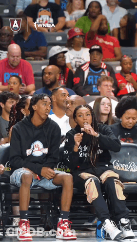 Group Sitting In Stands At Crown Royal Basketball Game GIF