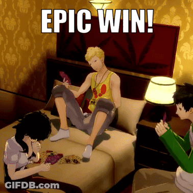 Group Sitting On Bed With Epic Win GIF
