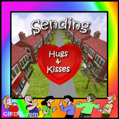 Group Standing Around Hugs And Kisses Heart GIF