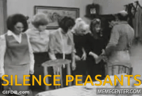Group Standing Around Table Silence Peasants GIF