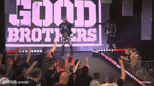 Group Standing Before Good Brothers Sign GIF