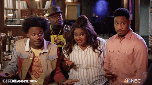 Group Standing In Bar With NBC GIF