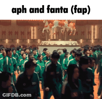 Group Standing In Front Of Carousel Saying Aph And Fanta GIF