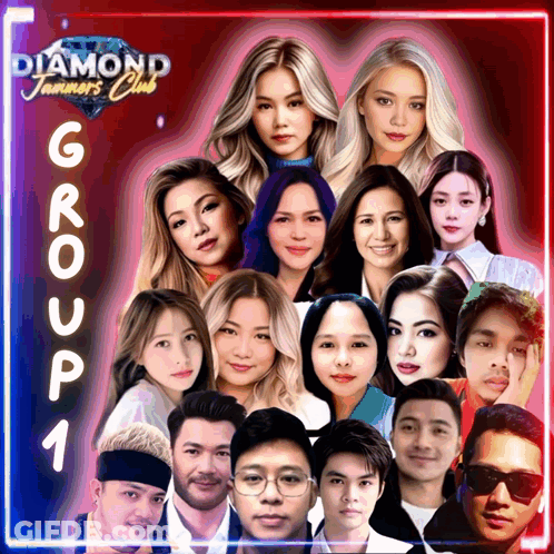 Group Standing In Front Of Diamond Tanners Club Poster GIF