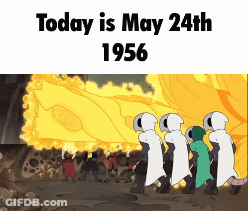 Group Standing In Front Of Fire 1956 GIF
