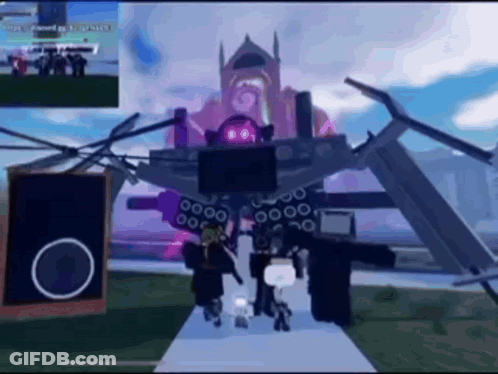 Group Standing In Front Of Giant Robot In Video Game GIF