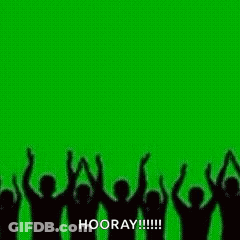 Group Standing In Front Of Green Screen With Arms Up GIF
