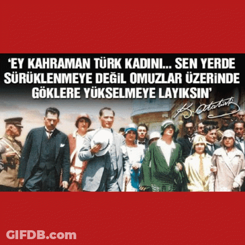 Group Standing In Front Of K. Ataturk Sign GIF