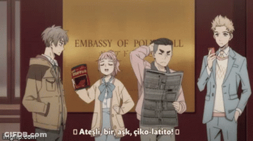 Group Standing In Front Of Polwell Embassy Sign GIF