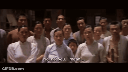 Group Standing In Line Saying No Not You I Mean GIF