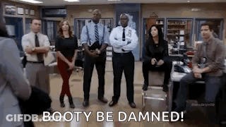Group Standing In Room Saying Booty Be Damned GIF