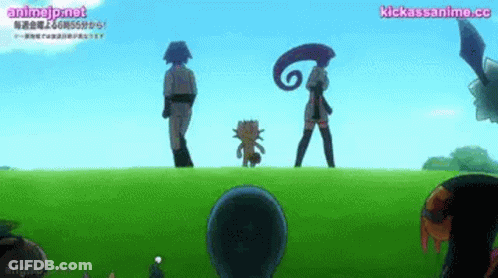 Group Standing On Lush Green Field With Pokemon GIF