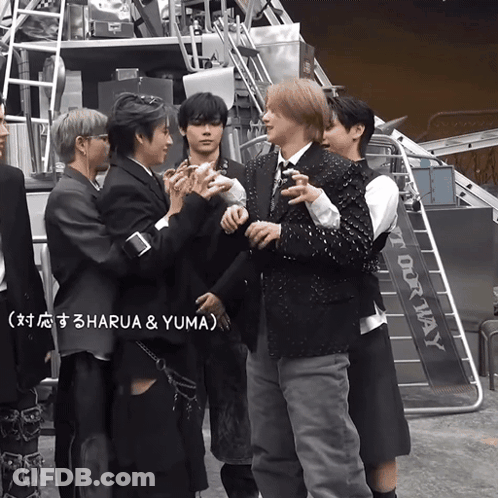 Group Standing With Harua & Yuma GIF