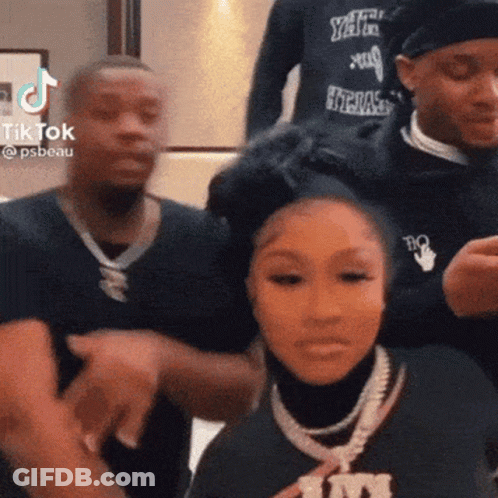 Group Standing Woman Holding Head GIF