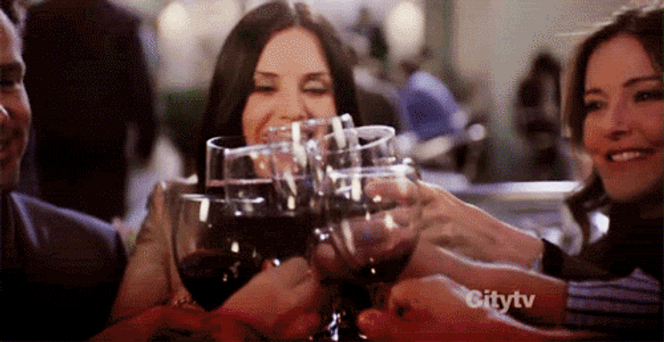 Group Toast Happy Birthday Wine GIF