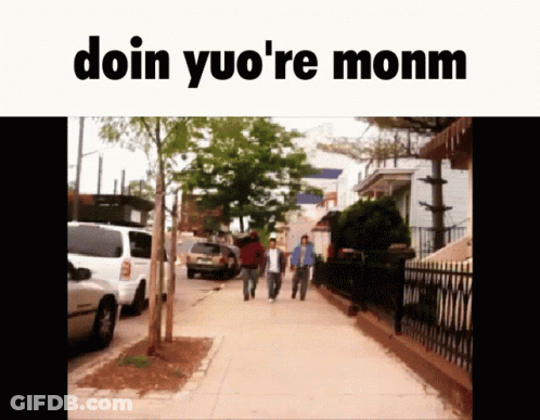 Group Walking Down Sidewalk Doin Yuo Re Monm GIF