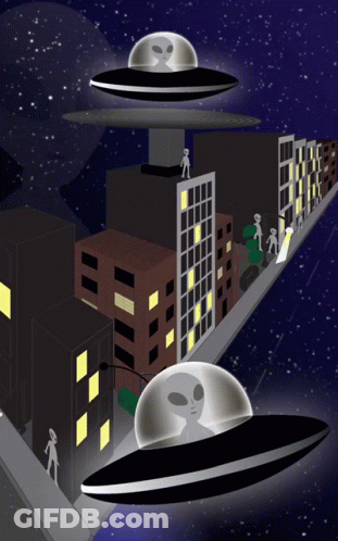 Group Walking Down Street With Birds GIF