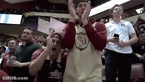 Group Watching Basketball FSU Shirt GIF