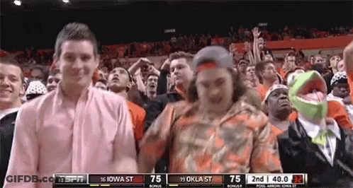 Group Watching Iowa St Vs Okla St Basketball GIF