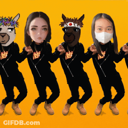 Group Wearing Masks And Trip Shirts GIF