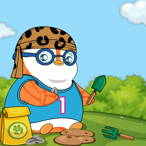 Growing Sunflower Plant Pudgy Penguin GIF