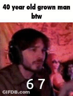 Grown Man In Headphones Sitting Before Group GIF