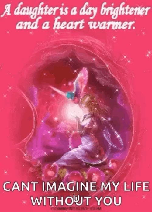 Grown Up Happy Birthday Daughter Glittery Angel GIF