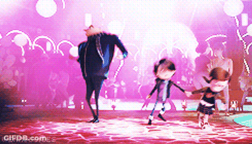 Gru Dancing While Margo And Antonio Run Away GIF