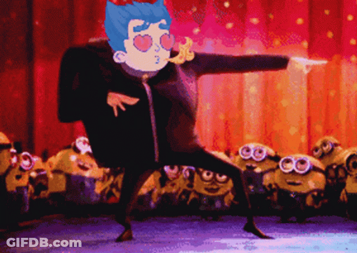 Gru Dancing With Different Head Featuring Heart Eyes GIF