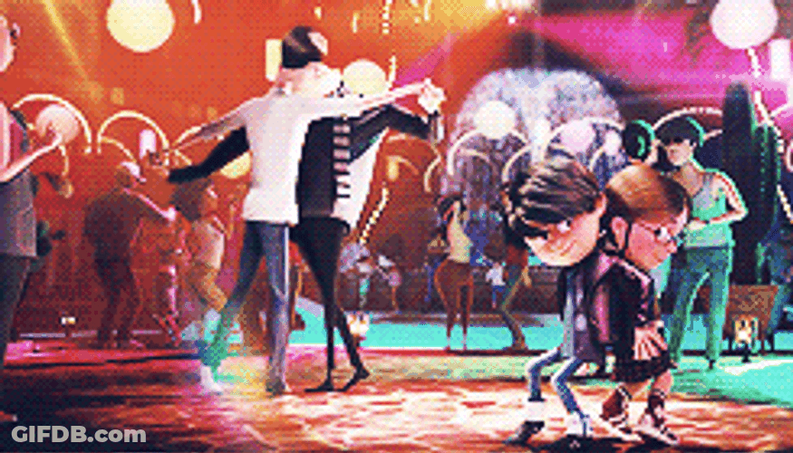 Gru Dancing With Man Alongside Margo And Antonio GIF