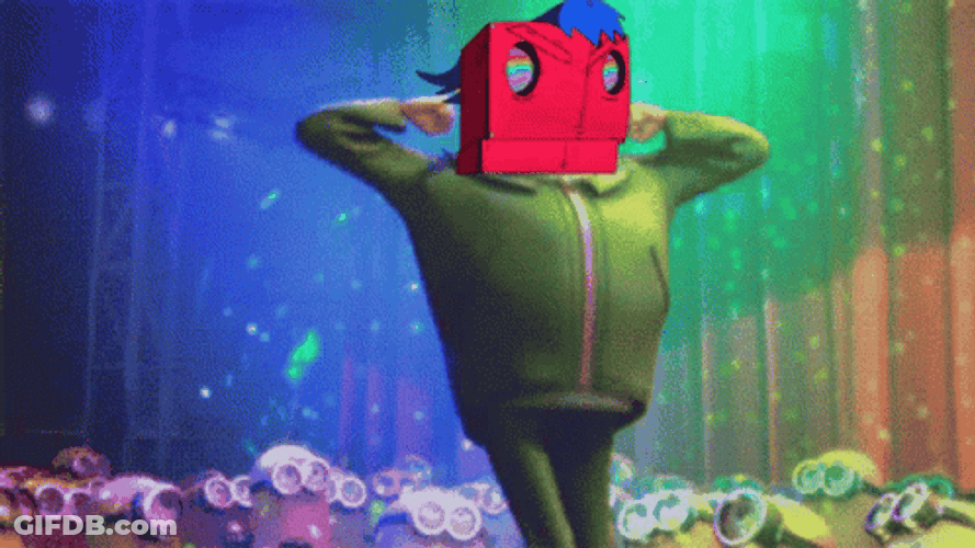 Gru Dancing With Red Square Cartoon Head GIF