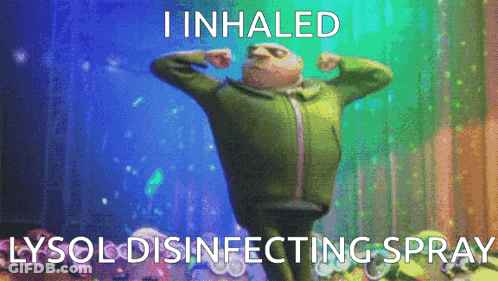 Gru Flexing Muscles Holding Lysol Spray GIF