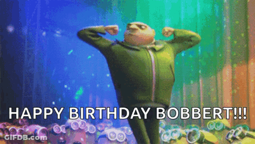 Gru From Despicable Me Is Flexing His Muscles And Saying Happy Birthday Bobbert ! GIF