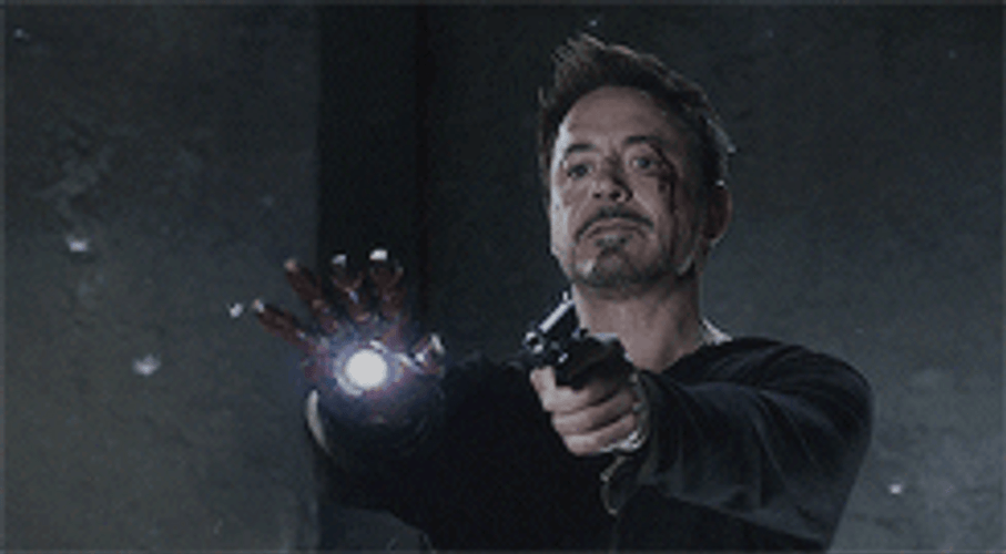 Gruesome Tony Stark Pointing A Gun GIF