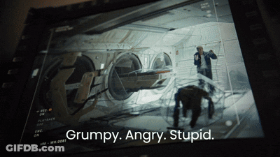 Grumpy Angry Stupid Written On Video Screen GIF